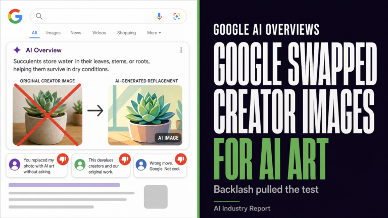 August 18, 2026: Google tested AI generated images inside AI Overviews, then pulled the test after a creator backlash